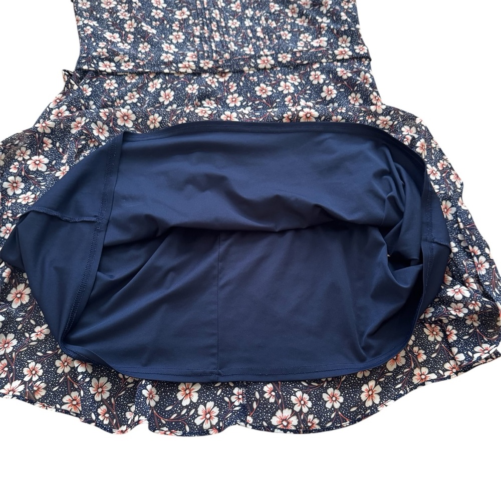 Dress “db Established 1962.” Navy Blue/Pink Dogwood Flowers. A-Line / Cami Slip. - Picture 14 of 16